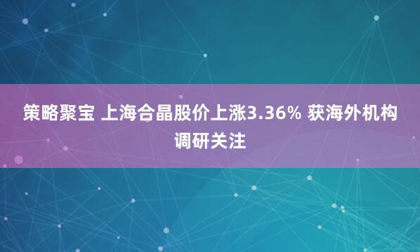 策略聚宝 上海合晶股价上涨3.36% 获海外机构调研关注